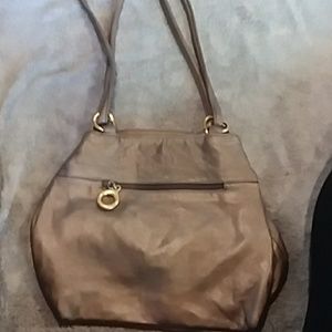 Soft gold small crossbody,front zip pocket